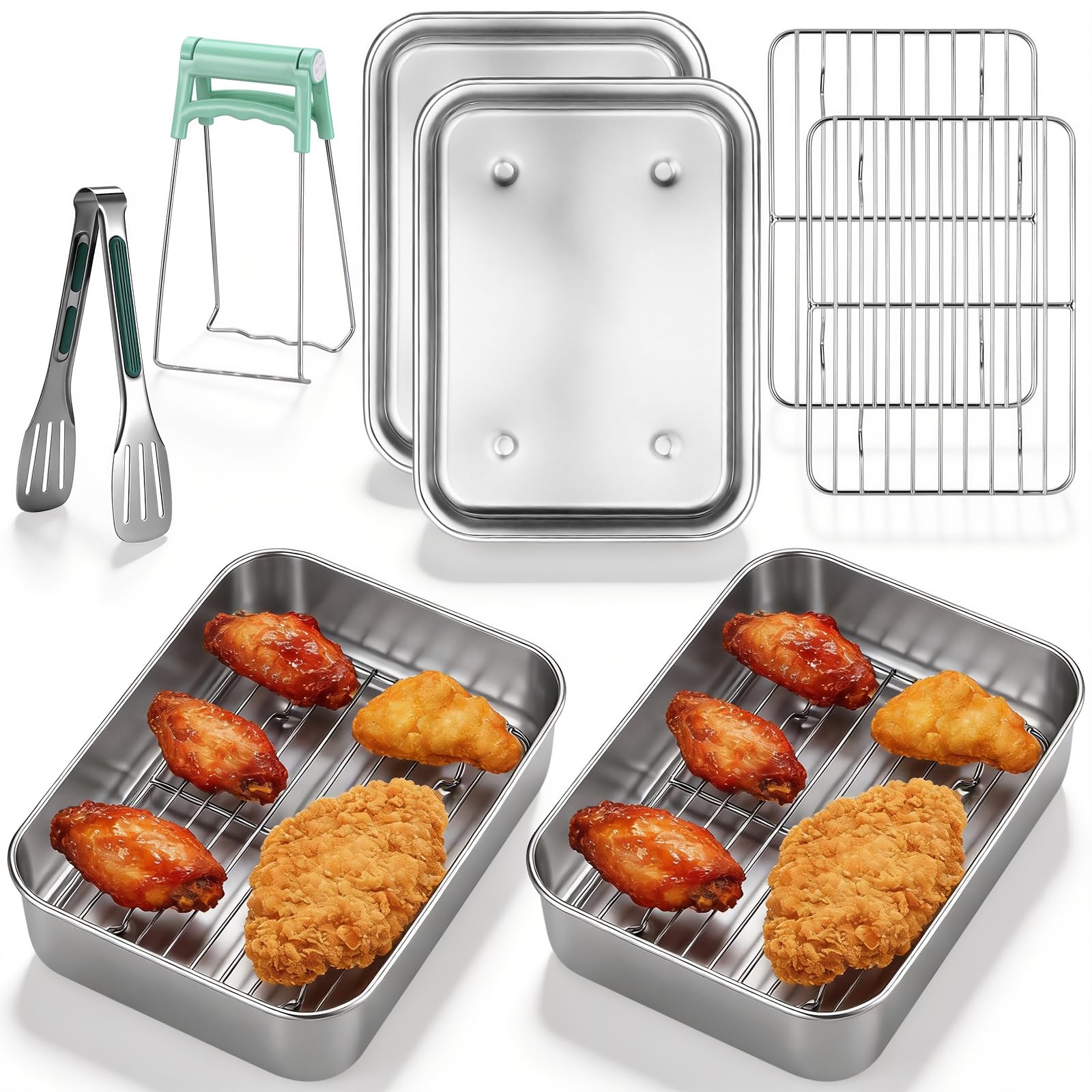 Zocipro 2-Piece Stainless Steel Air Fryer Liners 20x15x5 cm