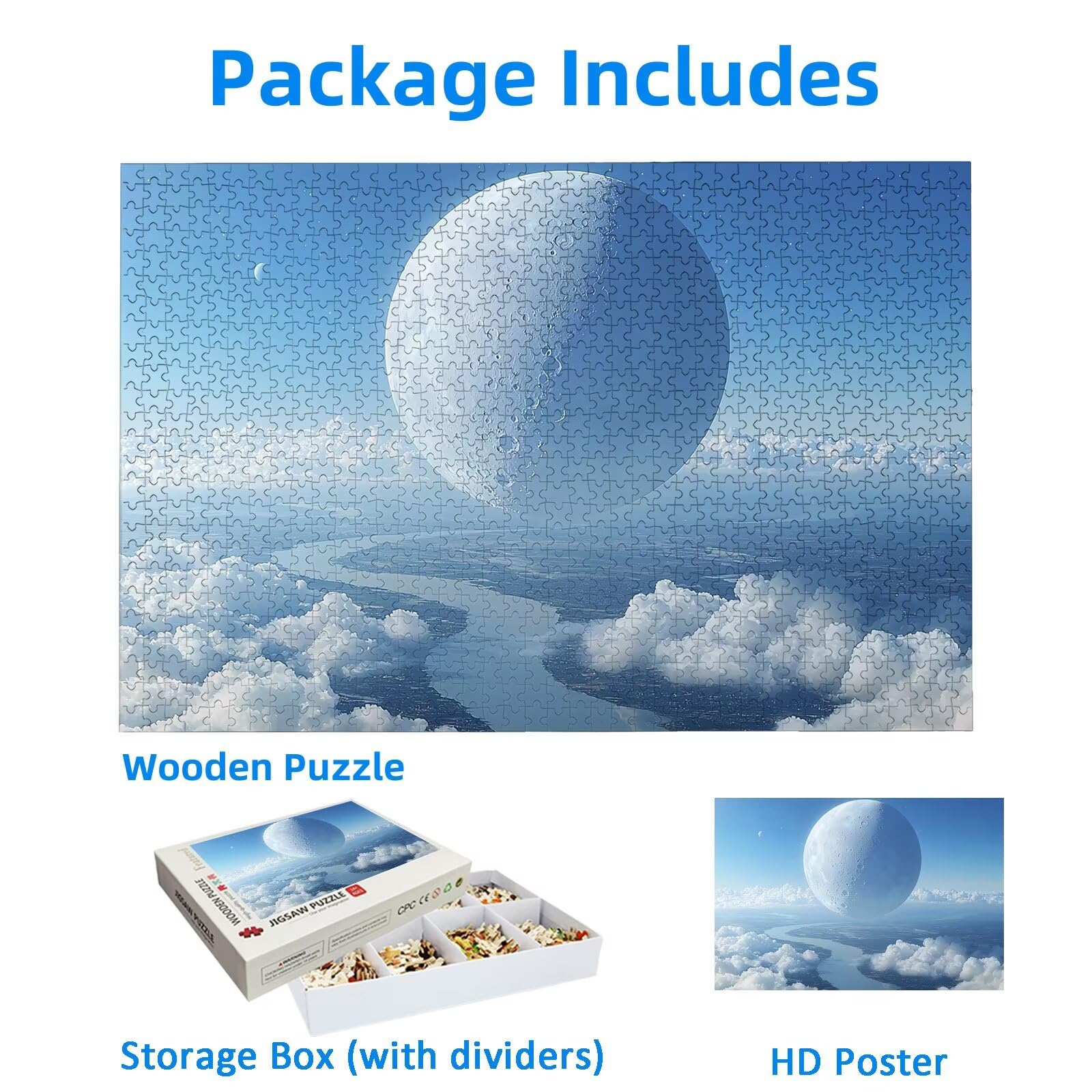 Puzzle 1500 Piezas, Puzzle Luna con Caja para Adultos, DIY Fantasía Rompecabezas Madera para Adultos, 1500 Piezas Rompecabezas Desafiante, para Decoracion Hogar, Regalo Mujer, Regalo Hombres, -2282