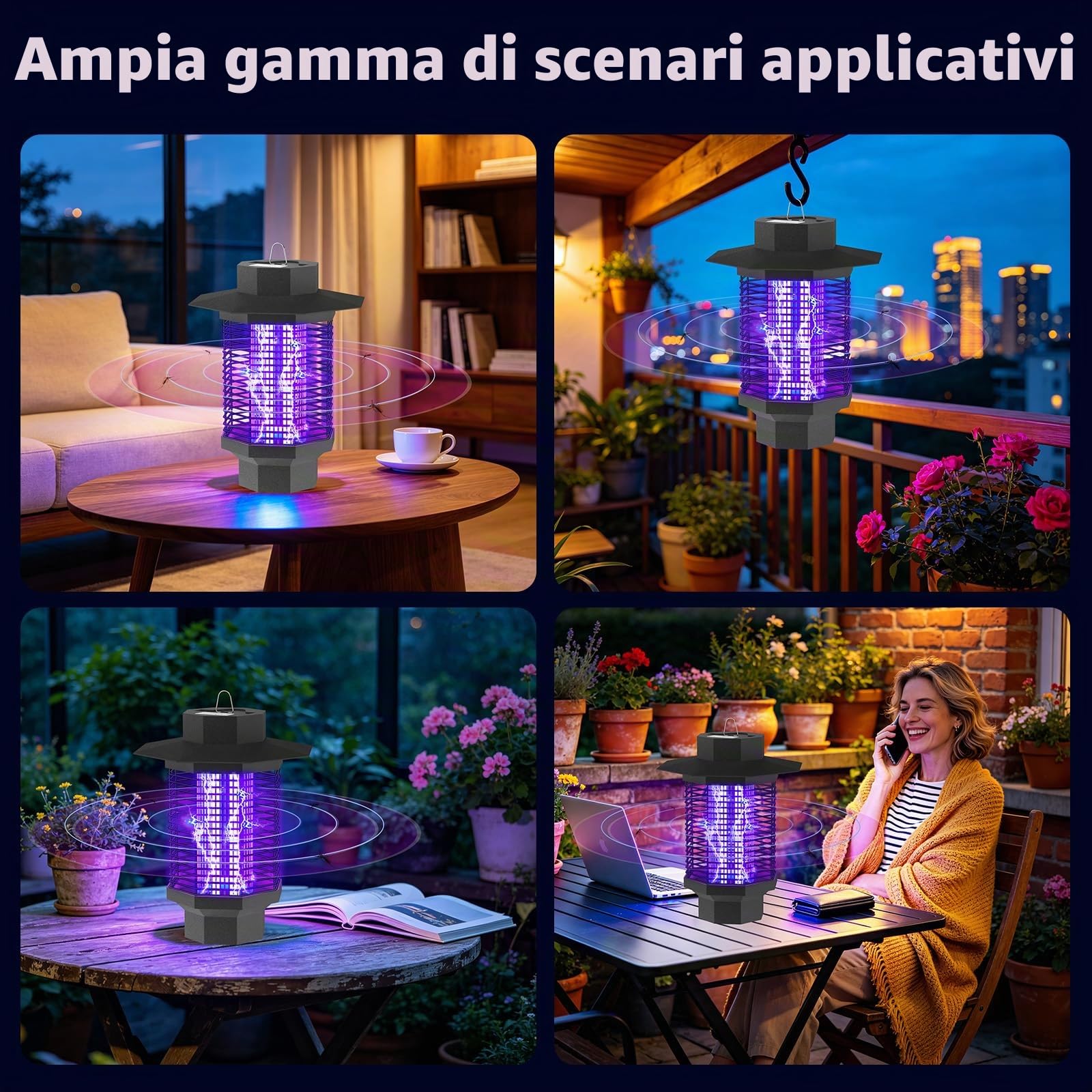 Zanzariera Elettrica da Esterno, 18W 4200V UV Lampada Zanzare, Trappola Led a stelo, Lampada Antizanzare, Trappola per Insetti per uso Interno ed Esterno