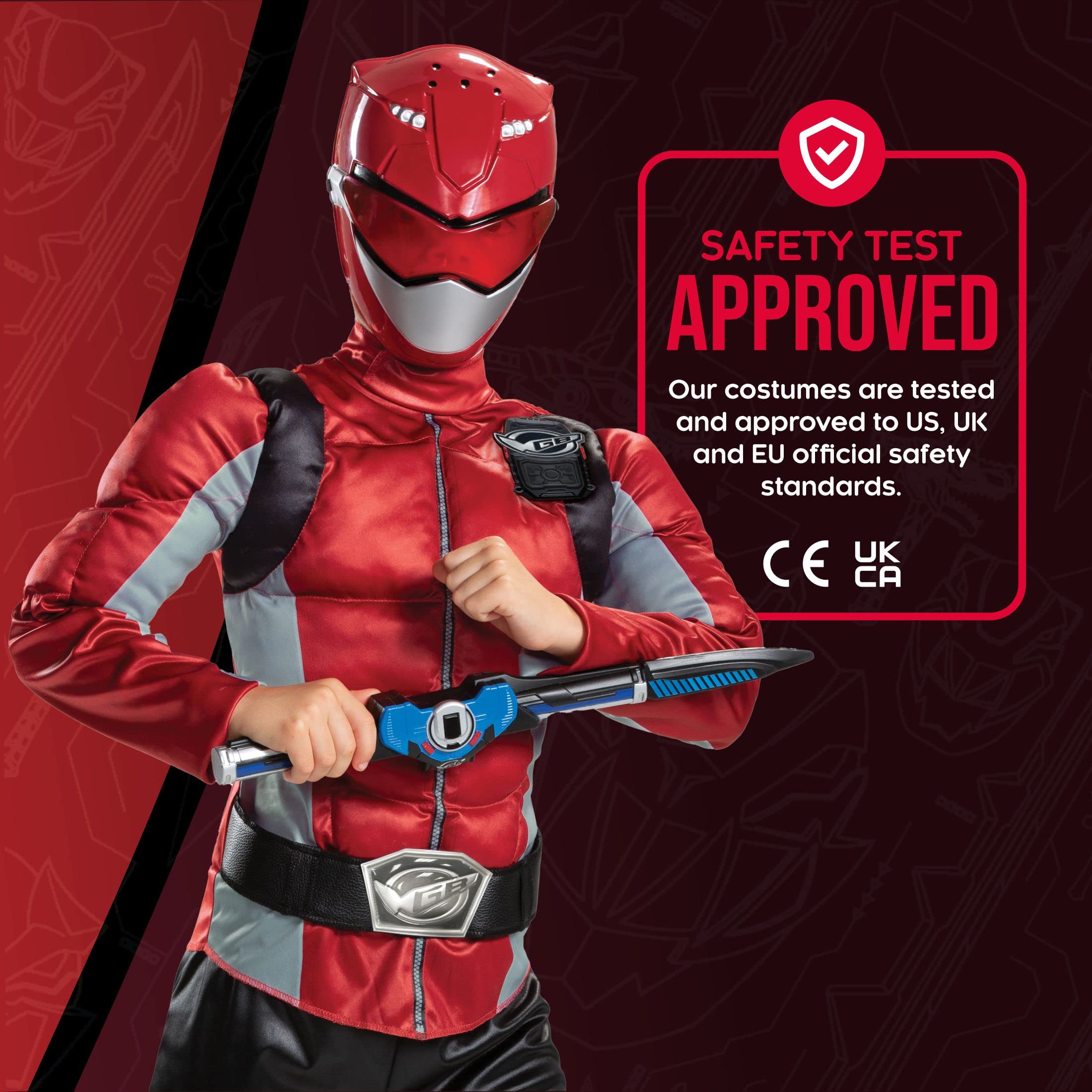 Disguise Disfraz Power Ranger Rojo Niño, Beast Morphers Musculoso, Superhéroe para Carnaval y Halloween