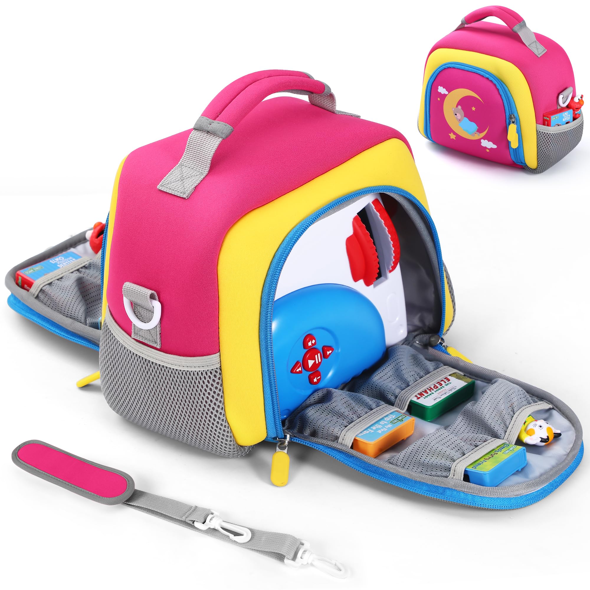 Seracle Portable Travel Organizer Carrying Case Compatible with Little Tikes Story Dream Machine Books Starter Set and Character (Red)