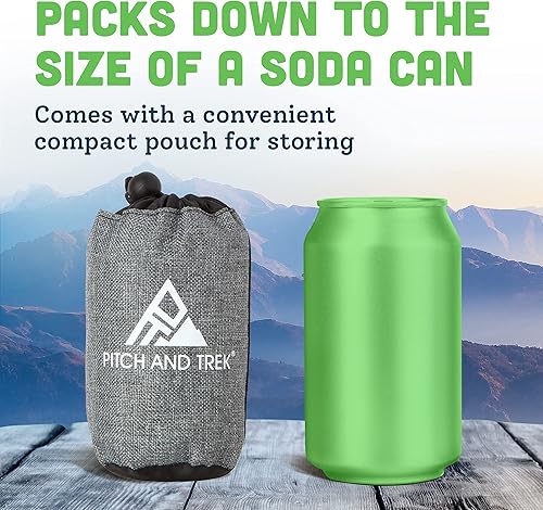 Miniatura 10 de Pitch and Trek Almohada de camping con funda extraíble, almohada inflable compacta portátil ultraligera para soporte lumbar y cuello, almohada