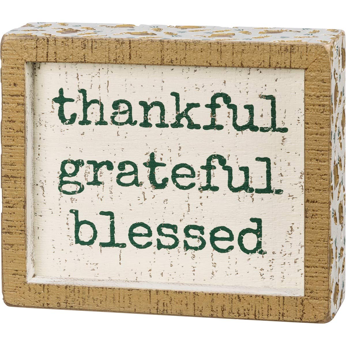Primitives by Kathy108862 Inset Box Sign, 6-inch Length (Thankful Grateful Blessed)