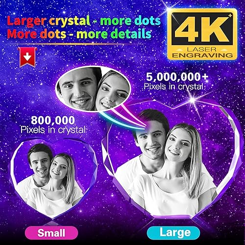 Miniatura 3 de Foto de cristal 3D, regalos únicos personalizados con tu propia foto para él/ella, mamá, papá, mujeres, hombres, imagen grabada con láser 3D, imagen
