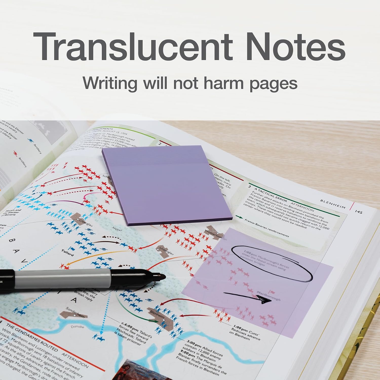 Redi-Tag Translucent Sticky Notes, Transparent Self-Stick Notes, 3" x 3", Pastel Colors, 4 Pads, 50 Notes Per Pad, 200 Sheets (1006593) image 2