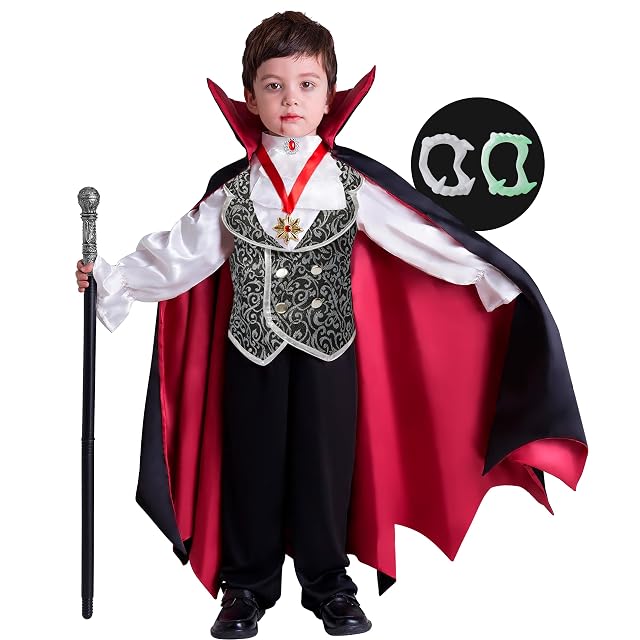 Spooktacular Creations Disfraz de vampiro gótico gris de lujo para niño