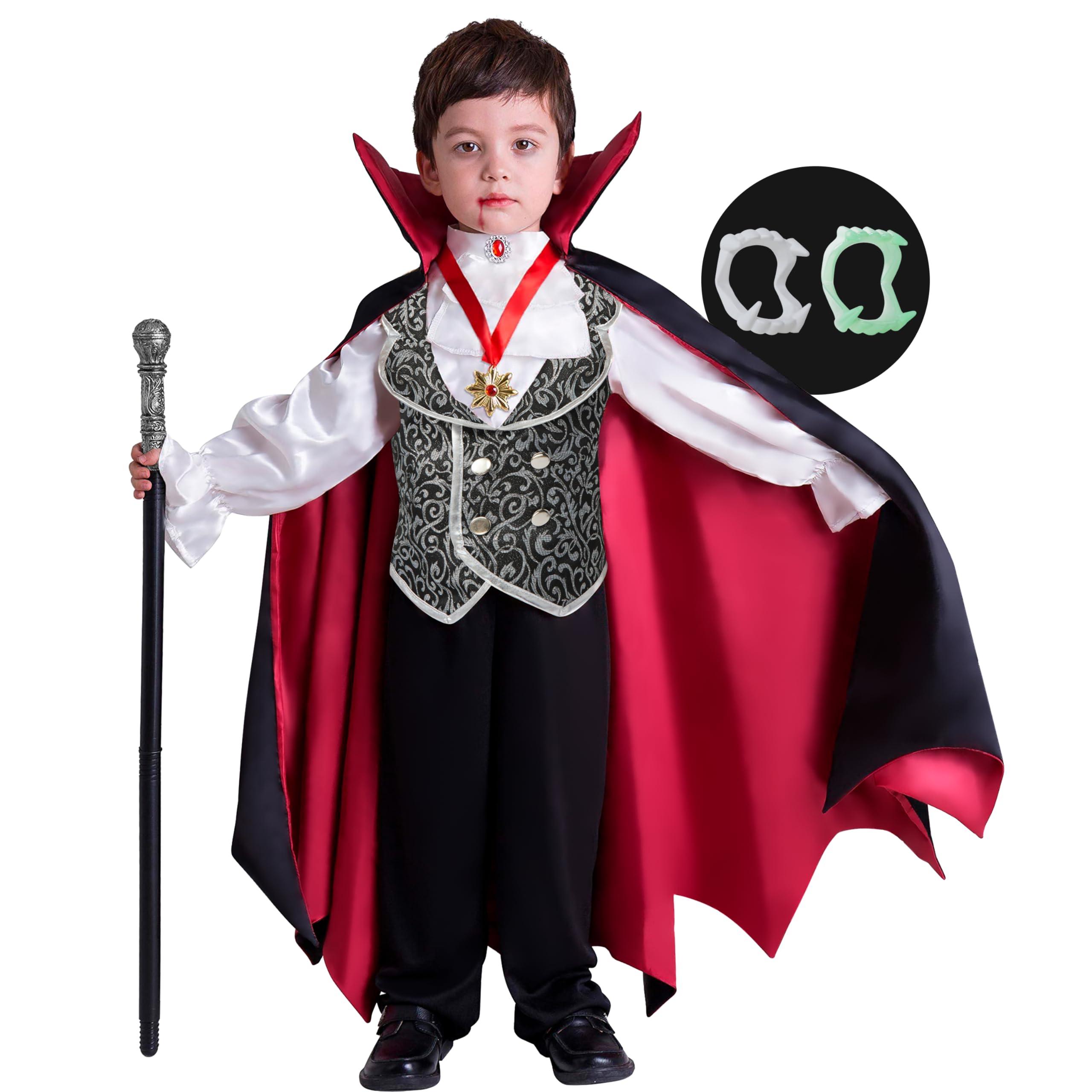 Spooktacular CreationsCostume da vampiro gotico per bambini, ideale per feste, travestimenti, giochi di ruolo e cosplay (3-4 anni)