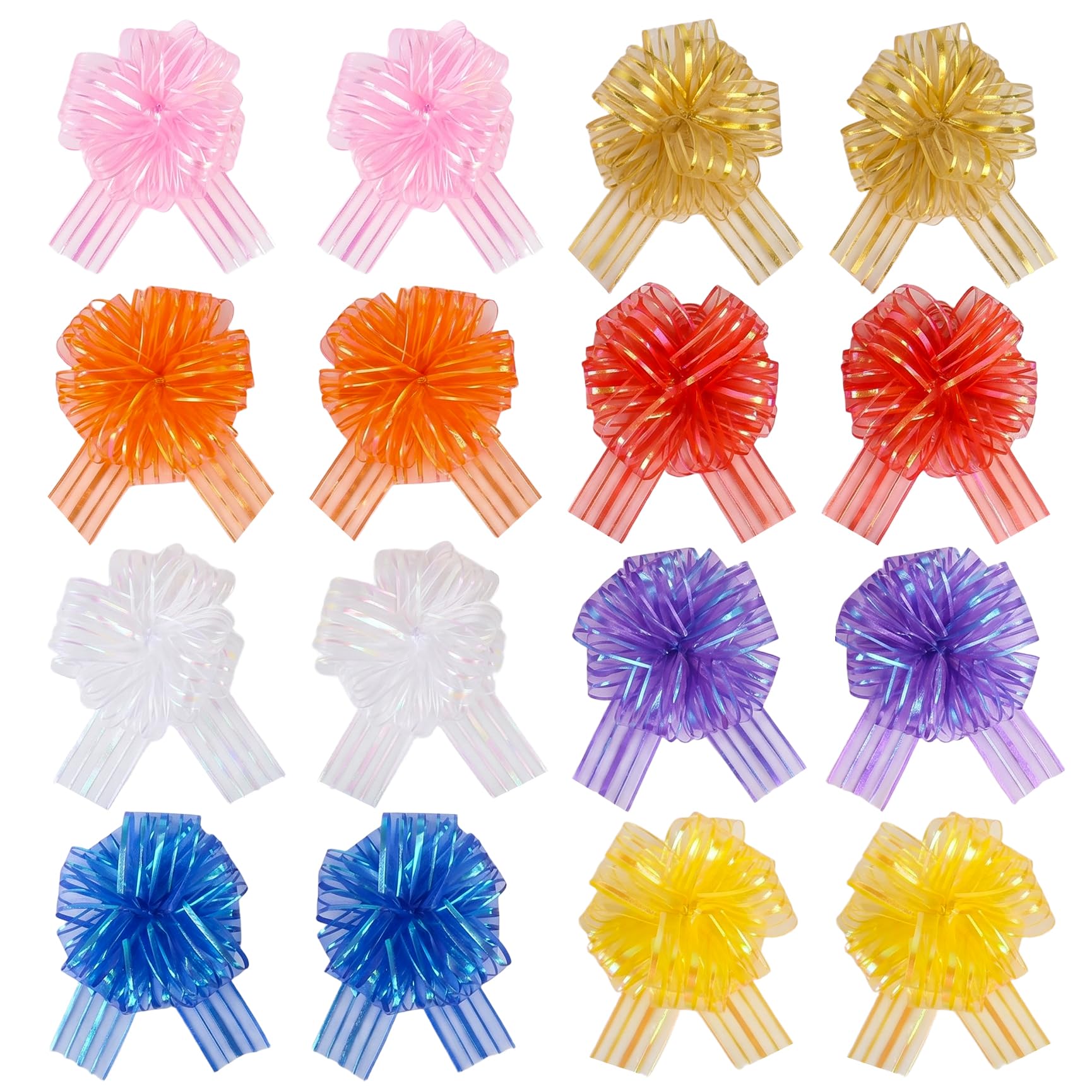 16Pcs 6 Inch Large Pull Bows, Mixed Color Pull Bows for Gift Wrapping Ribbon Bow for Presents Basket Birthday Wedding Party Decorations
