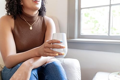 Miniatura 5 de Simple Modern Vaso de vino con tapa, bonito vaso de vidrio sin tallo con tapa a presión, taza de café aislada de acero inoxidable, regalos para