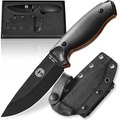 Holtzman's Gorilla Survival 'Naked Bloodline' Full Tang 1095 Cuchillo de supervivencia de hoja fija de acero de alto carbono con funda Kydex