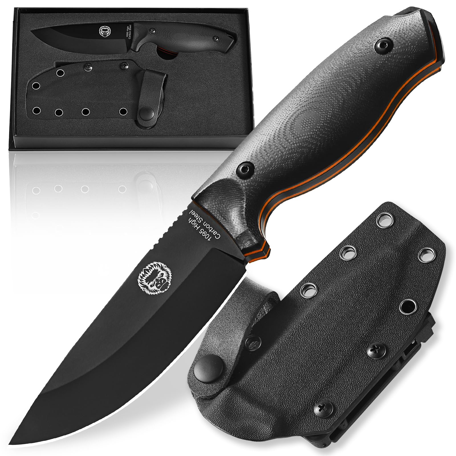 Holtzman's Gorilla Survival 'Naked Bloodline' Full Tang 1095 High Carbon Steel Fixed Blade Survival Knife with Kydex Sheath