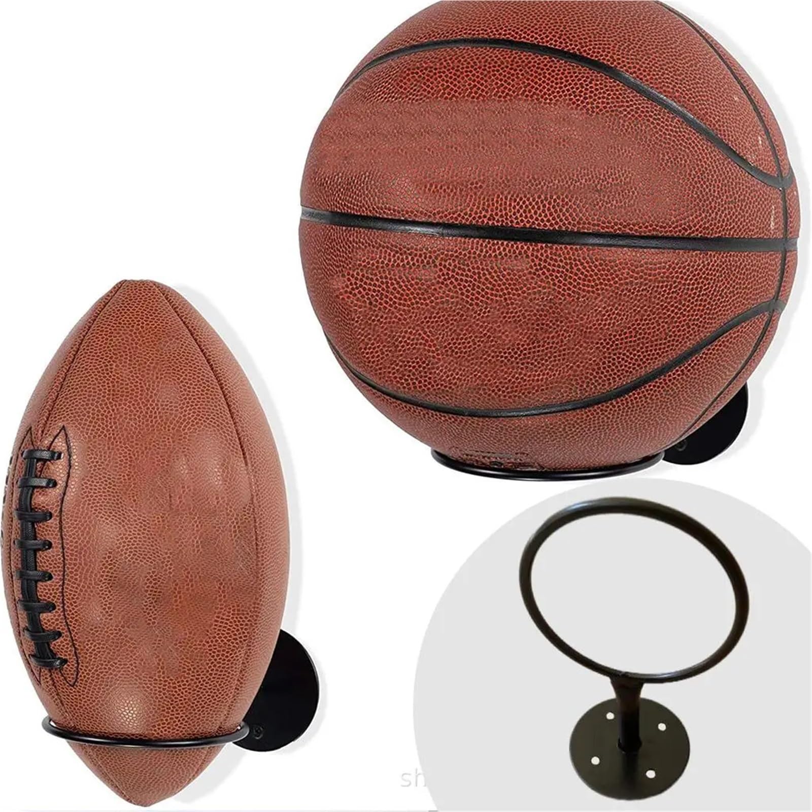 Supporto da parete per pallacanestro, calcio, pallavolo, attrezzatura sportiva, ideale per allenamento a casa e decorazione, 5 pezzi