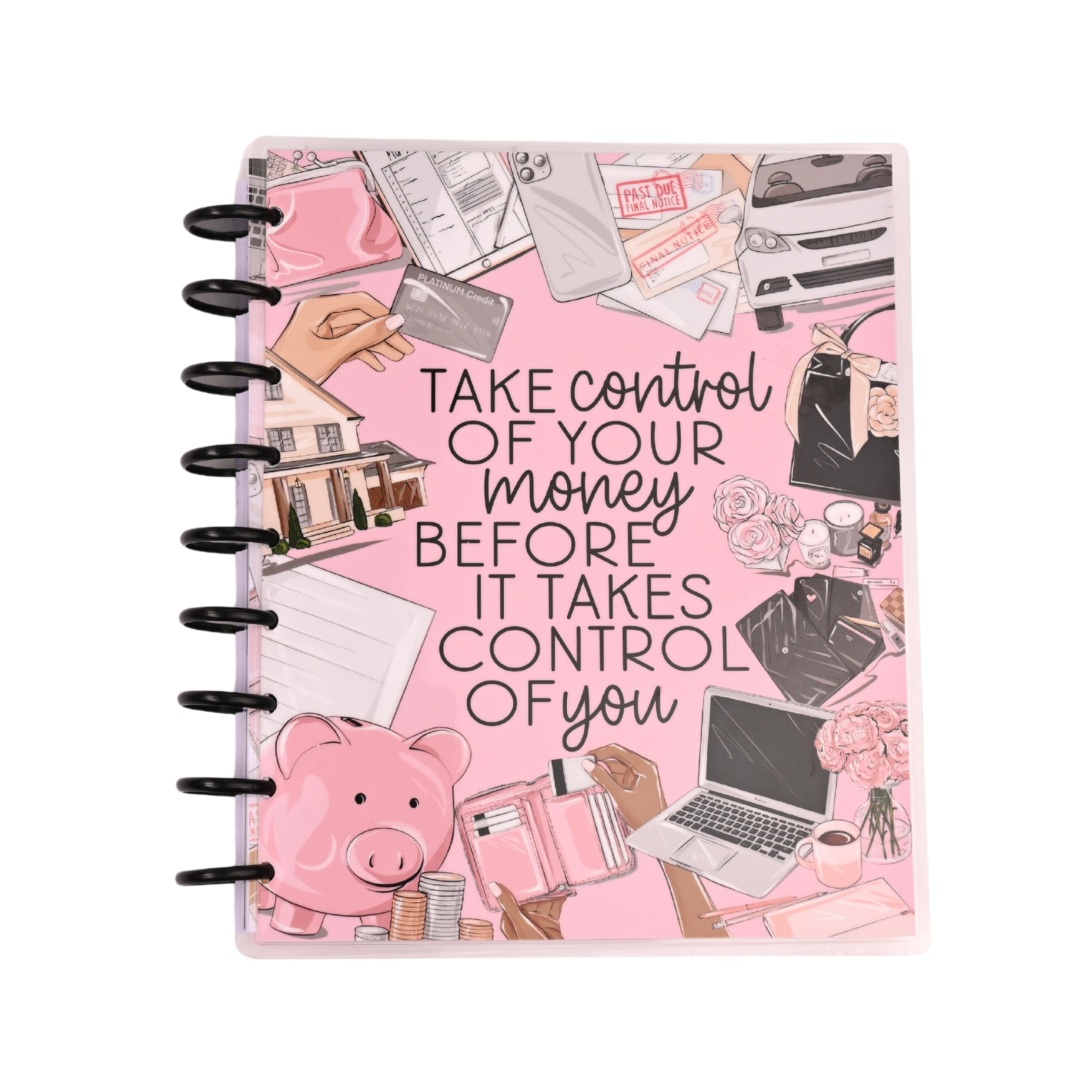kellofaplan Budget Planner Bundle con Budget Basics Sticker Book e Cash Envelope Notebook, 12 mesi senza data, 15 buste trasparenti per contanti, rilegatura a disco