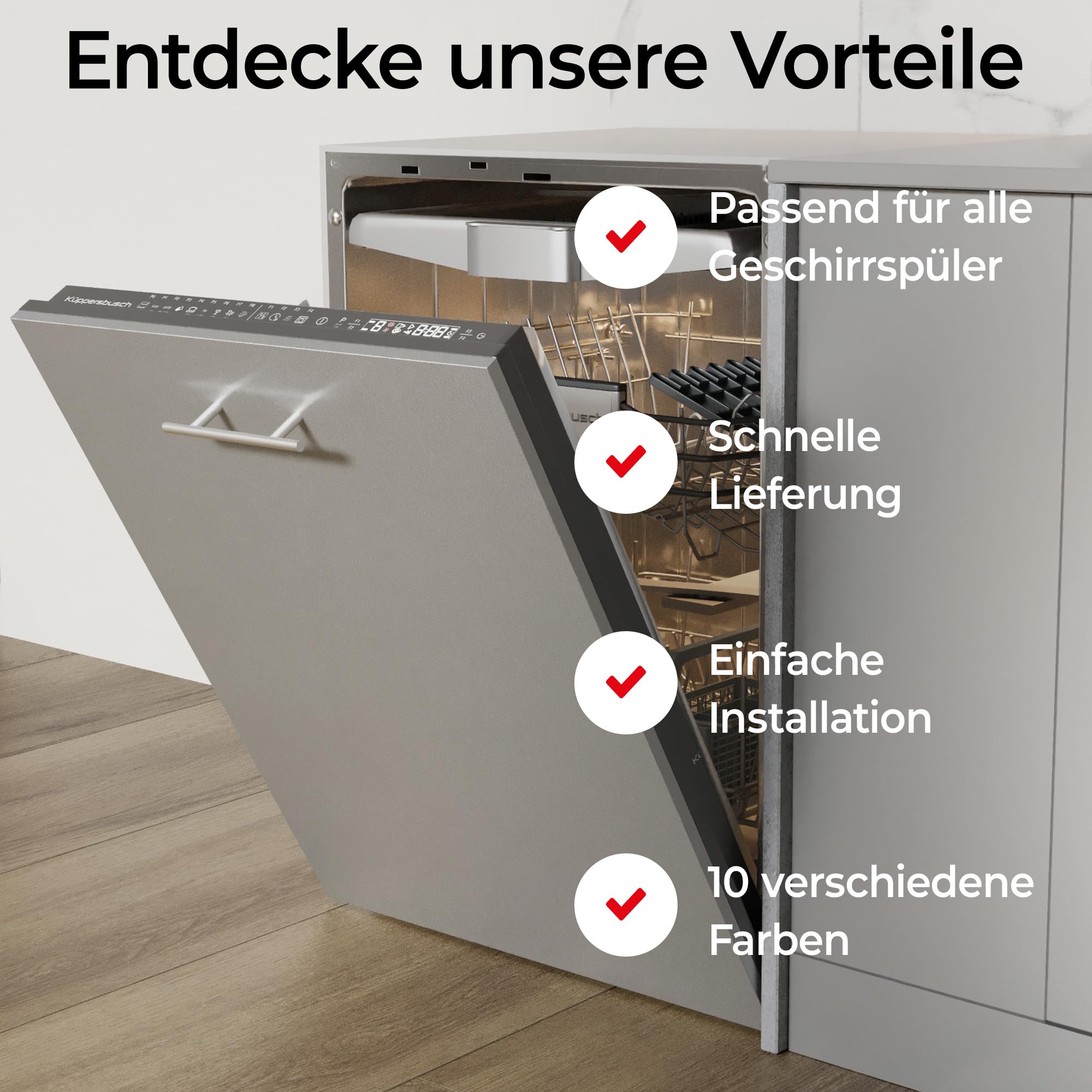 Geschirrspüler Frontblende [60er & 45er] In 10 Farben - Für vollintegrierte & teilintegrierte Geschirrspülmaschinen (Metallic, 565 x 594 mm)