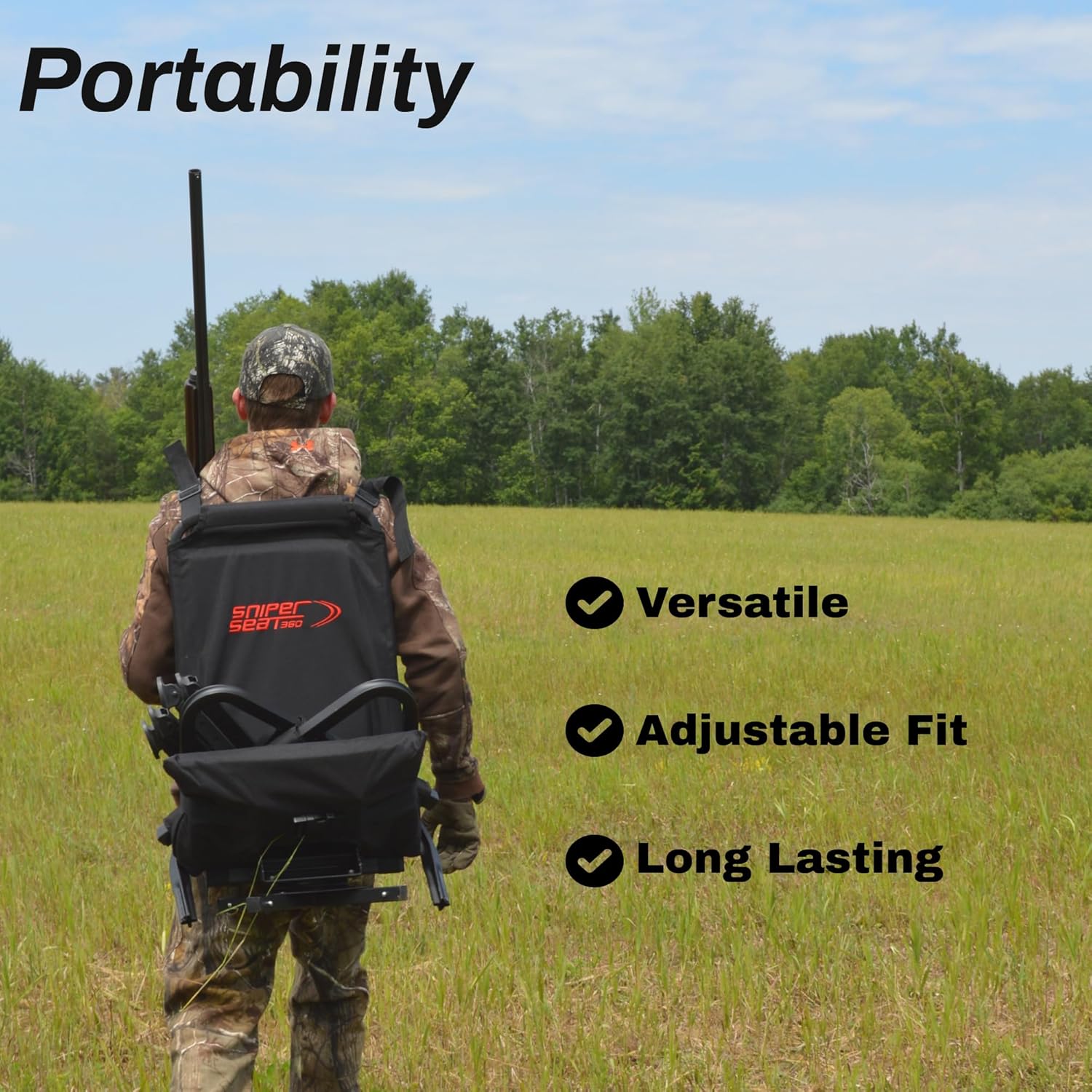 BenchMaster Sniper Seat Shooting Chair with Shooting Rest, 360 Degree Rotation, Adjustable Recline, Removable Arms, Adjustable Legs, Foldable for Carrying