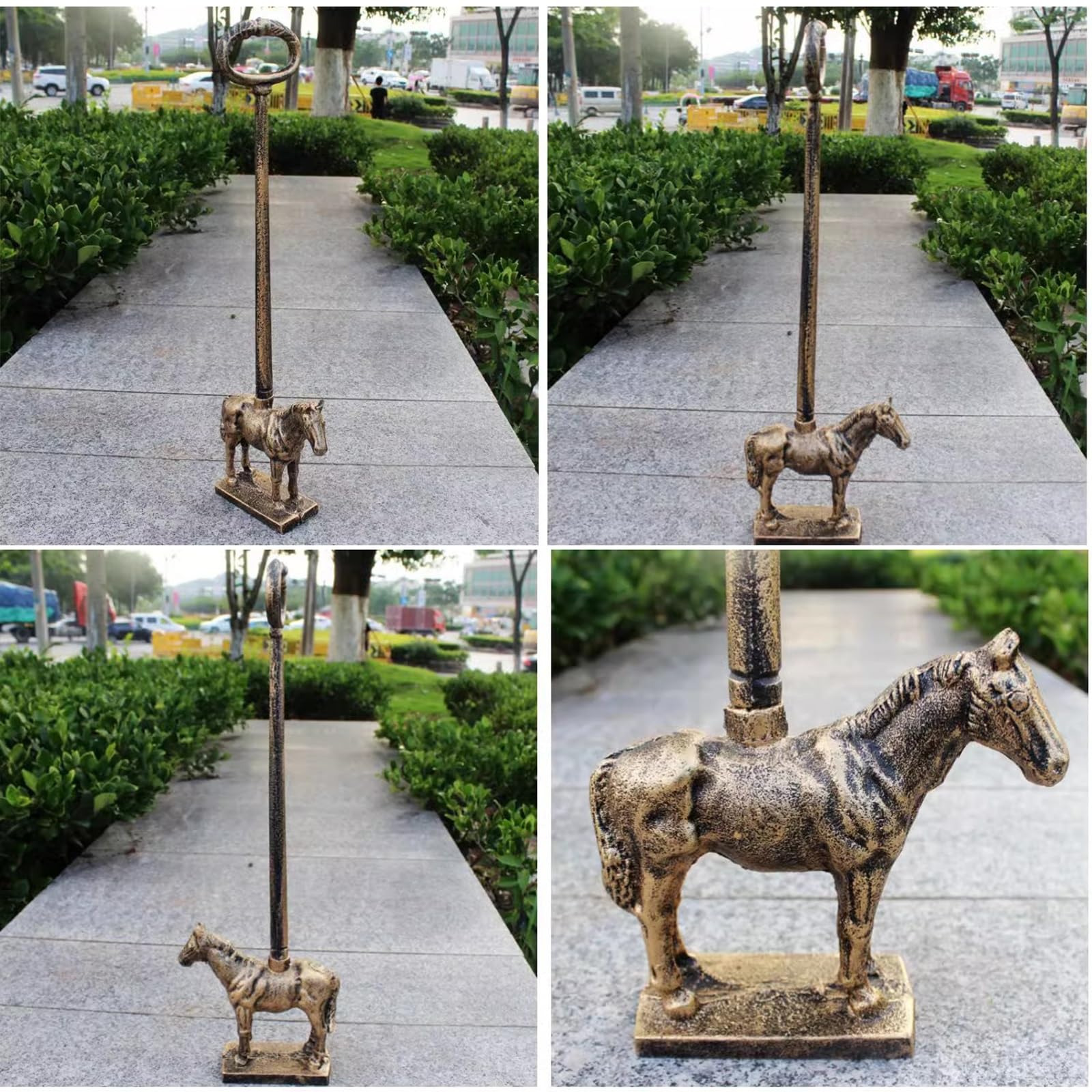 Tope de Puerta de Hierro Fundido Tope De Puerta De Hierro Fundido Pesado, Señal con Caballo, Resistencia De Puerta Alta con Asa Portátil, Contrapeso para Mantener La Puerta Abierta(Antique copper)