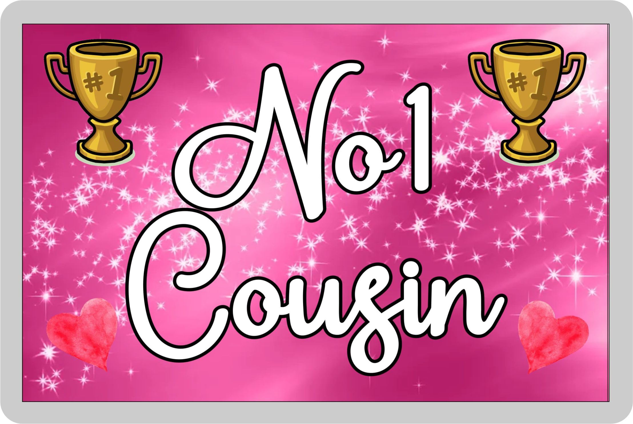 Decalarama Pink Cousin Fridge Magnet Gift – Number One Cousin - Fun Cute Novelty Family Present