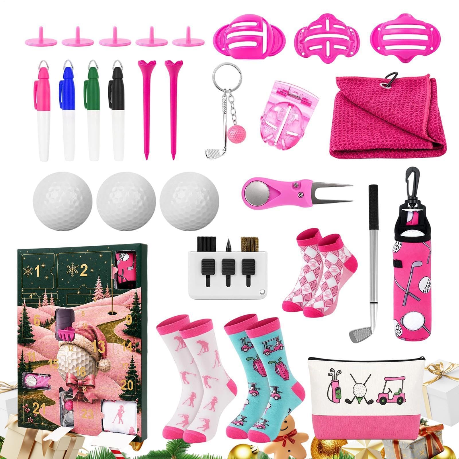 Calendrier de l'Avent Golf Coffret Cadeaux de Golf Balles Tees Marqueurs