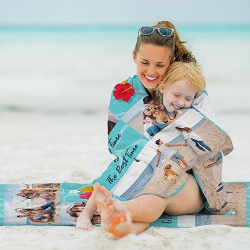 Miniatura 7 de Toalla de playa personalizada con fotostexto, toallas de playa con imagen personalizada para adultos y niños, toalla de viaje de microfibra y
