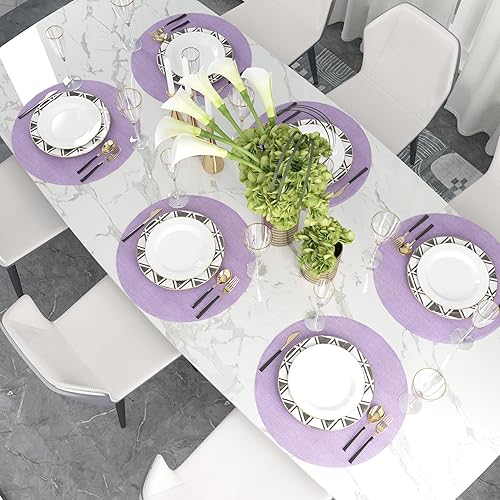 Miniatura 125 de Juego de 4 manteles individuales de lino suave hechos a mano resistentes al calor, manteles individuales para mesa de comedor, manteles individuales