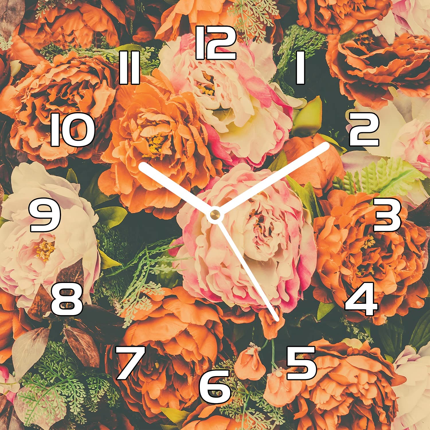 Horloge en verre de sécurité Coloray - Impression murale haut de gamme 30x30 cm pour salon