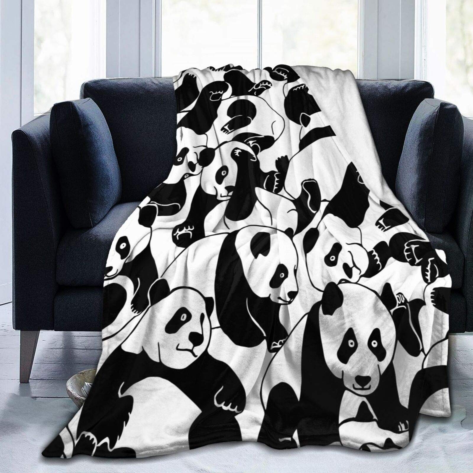 Couverture Polaire 220x240 Adulte Panda Noir Et Blanc, Moelleuse Plaid Canape Polaire en Microfibre pour Canapé et Lit, Plaid Couverture Lit 2 Personnes en Flanelle Douce et Chaude