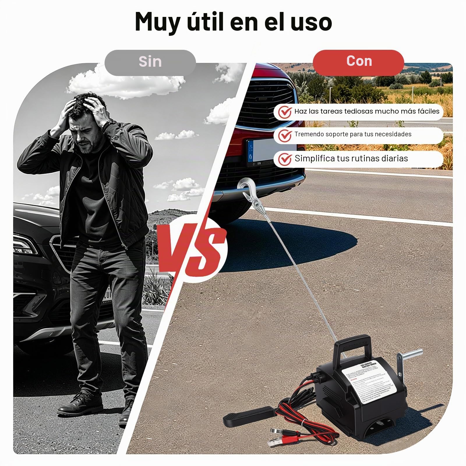Cabrestante eléctrico de 12 V con motor, Potente 2000 libras móvil cabrestante eléctrico Winch para disparar barcos, camiones y otros objetos pesados