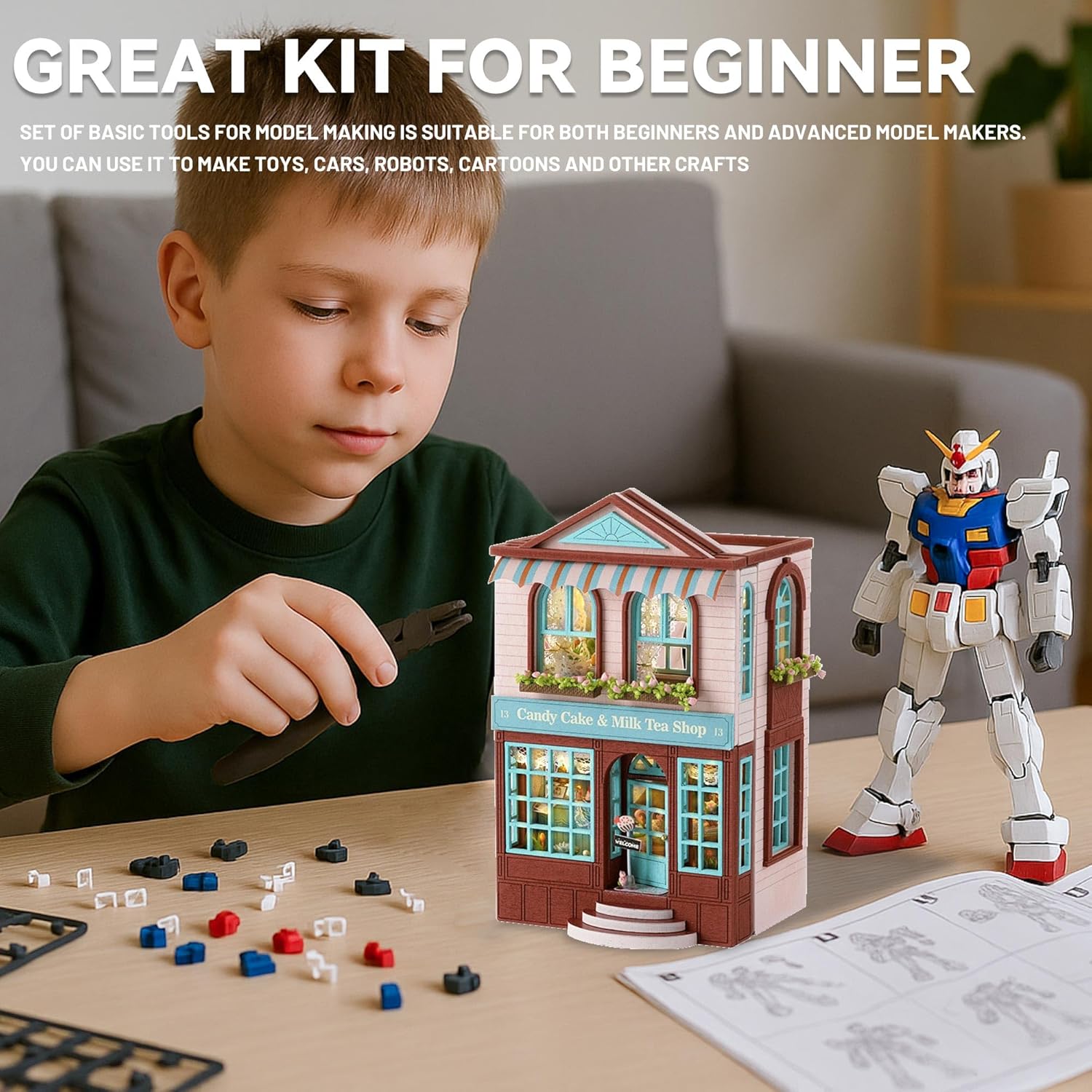 Flever DIY Miniature House Kit, Tiny Home Kit with LED Light, Mini House Build Craft Kits for Adults and Teens, Home Decor Creative Gift for Family/Friends