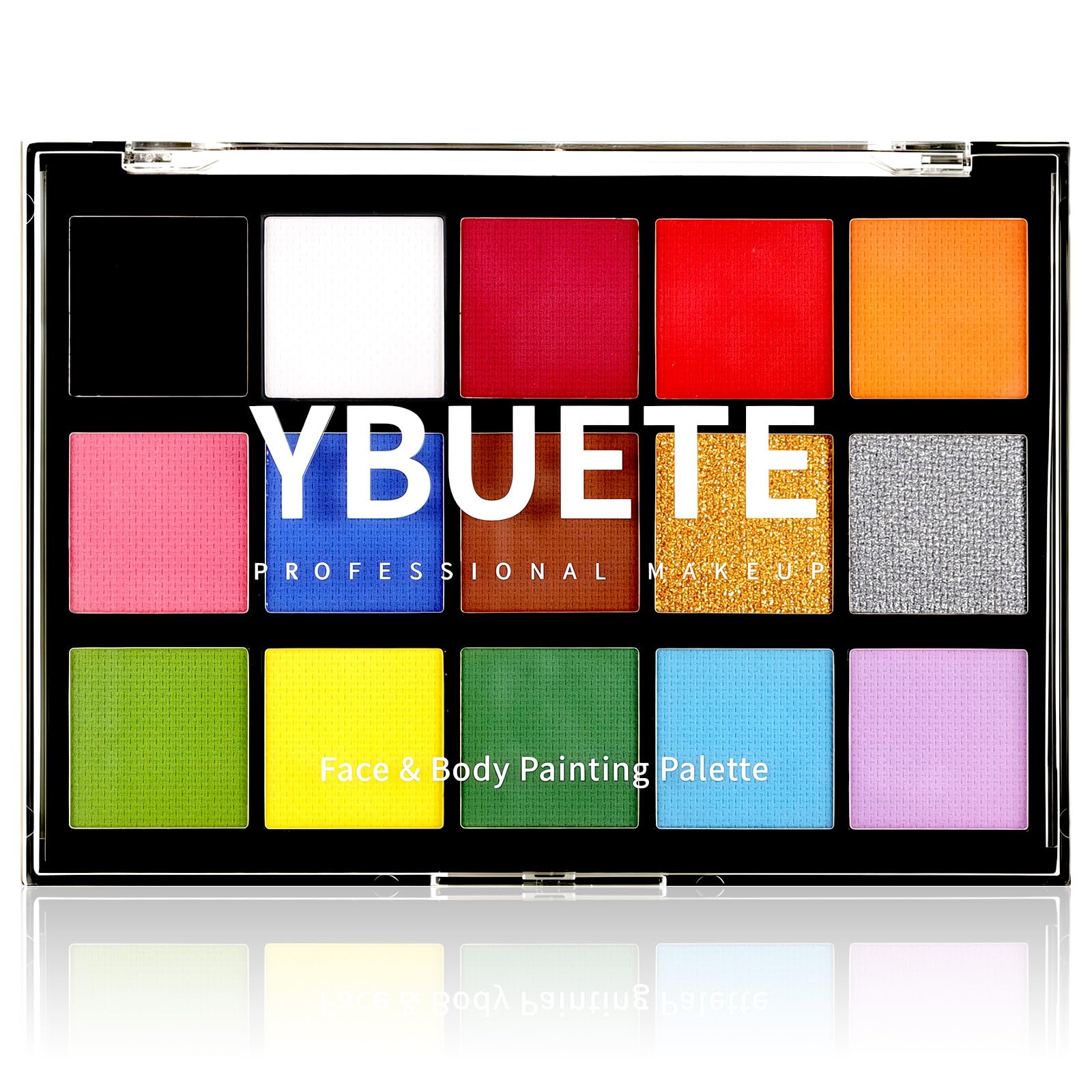 YBUETE 15-Color Water Based Face Body Painting Palette for Halloween Makeup