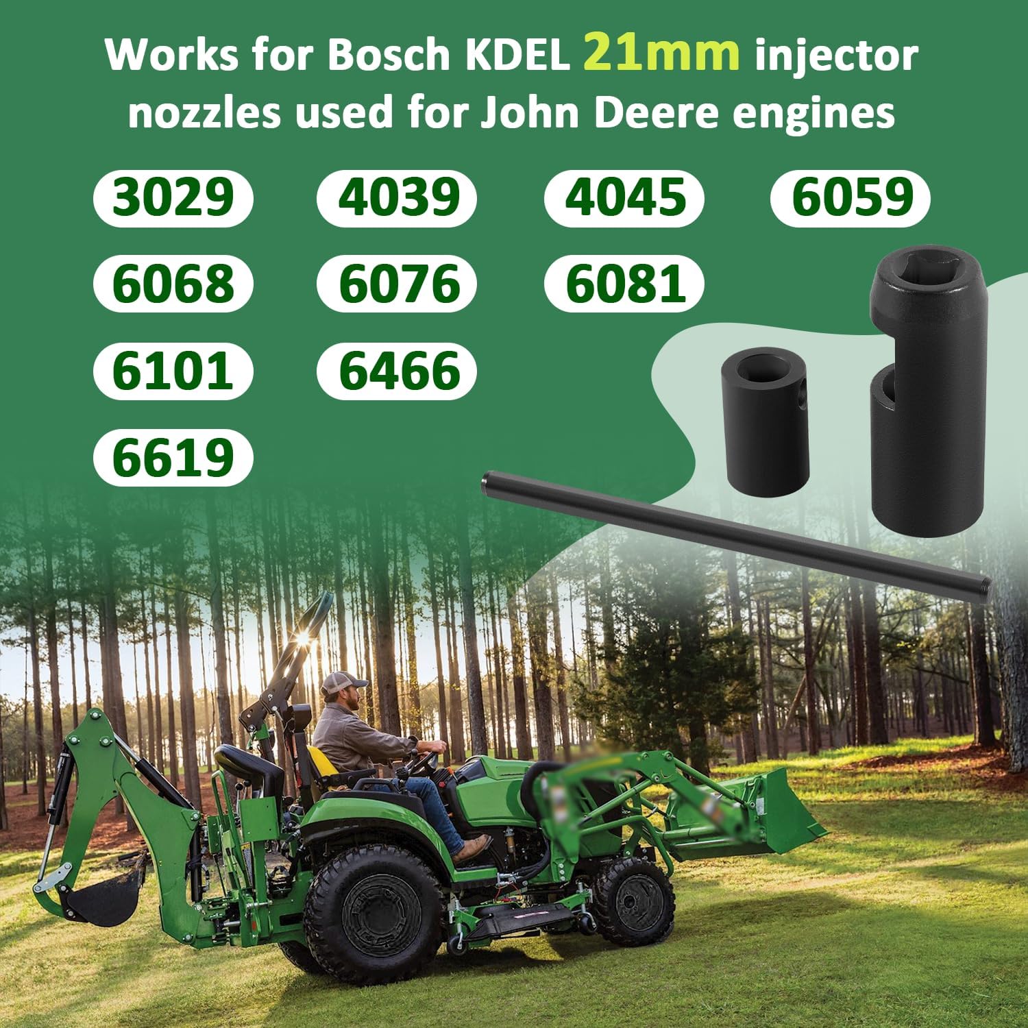 JDE92 Injector Socket Tool, 7458 21 mm Injector Nozzle Socket, Replacement for Engines Equipped with Robert Bosch KDEL Injectors