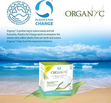 Organyc Organic Cotton Feminine Pads Heavy Flow 10 Count and Overnight 7 Count