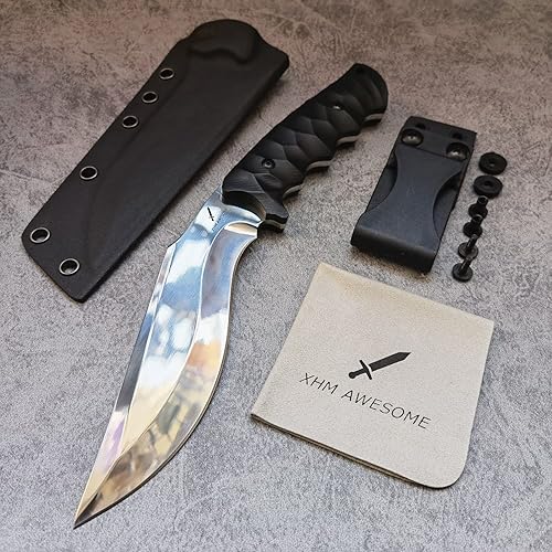 Miniatura 9 de Cuchillo de hoja fija Kukri, Machete de acero de espiga completa 9Cr18Mov, mango G10, funda Kydex ajustable, para caza, supervivencia al aire libre,