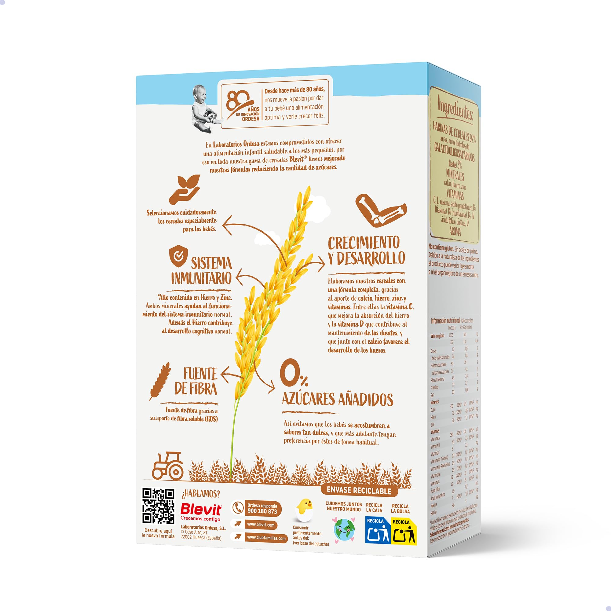Blevit Rizcrem Arroz | 225 g | Papilla de Cereales para Bebé desde los 4 Meses con Crema de Arroz - Sin Gluten y Sin Azúcares Añadidos - Facilita la digestión
