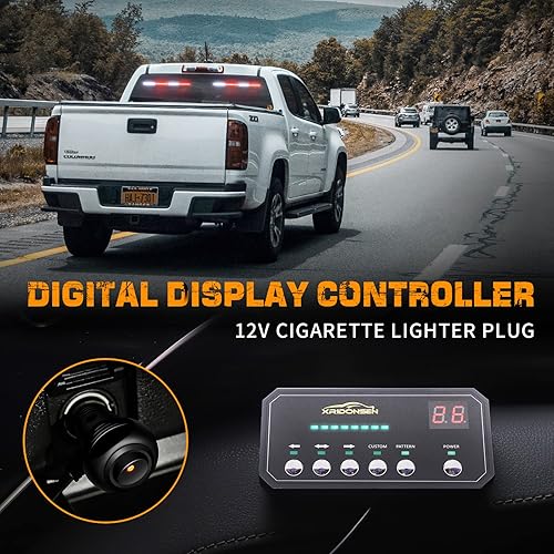 Miniatura 4 de XRIDONSEN 2 barras de luz estroboscópica de 18.5 pulgadas para asesor de tráfico, 48 luces LED rojas y blancas de emergencia, advertencia