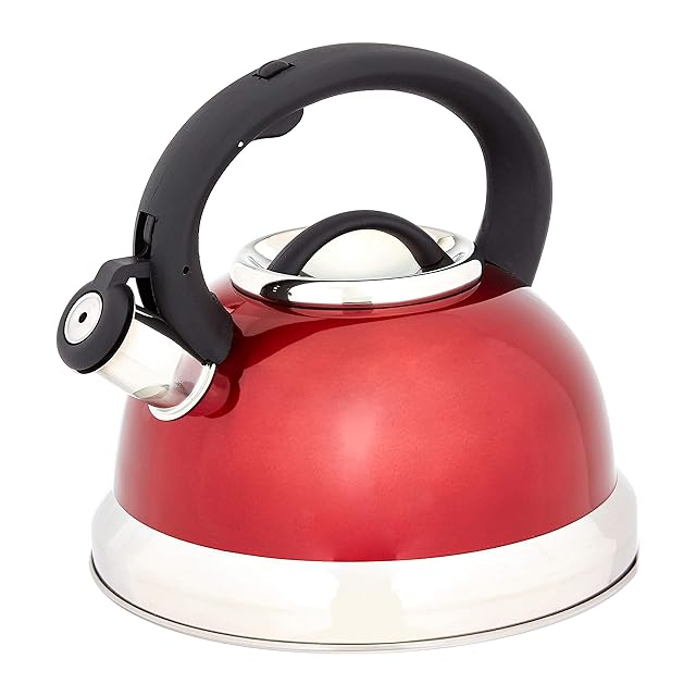 Amazon Basics Stainless Steel Kettle, 24 Litres, Red