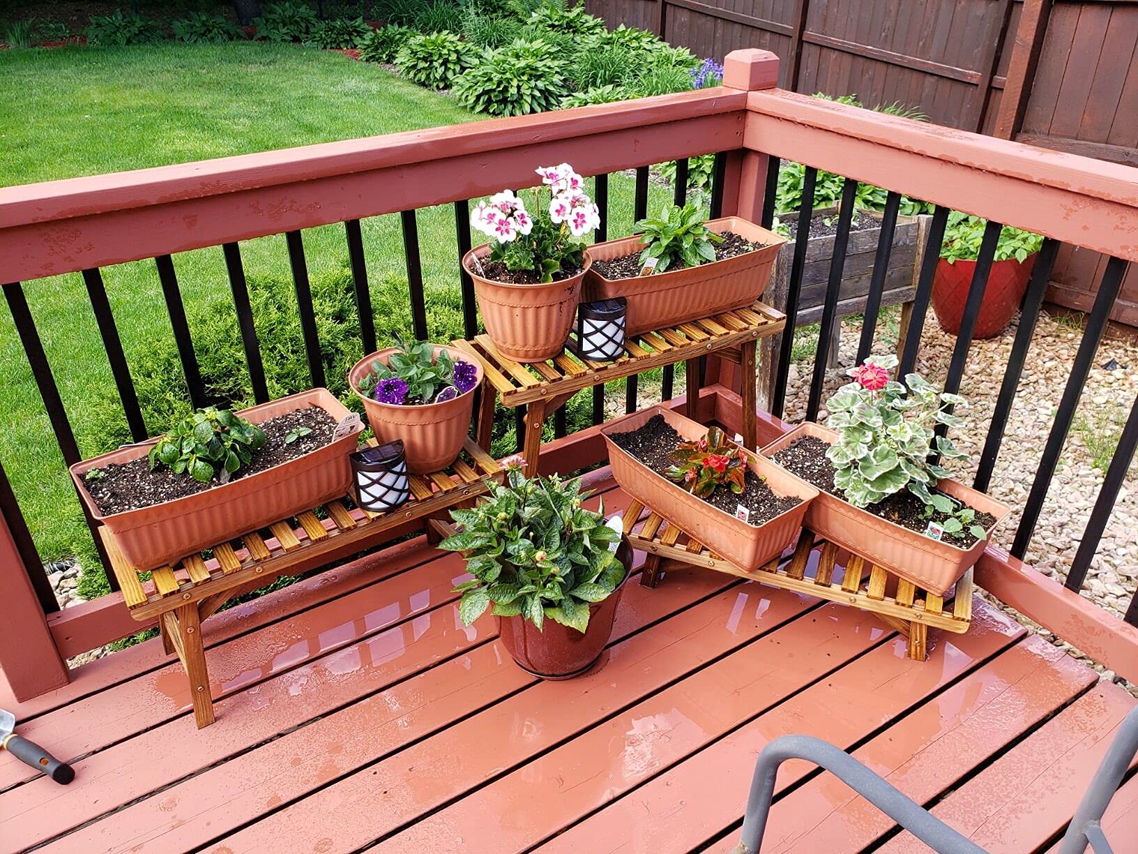 unho Porte Plante Extétieur Bois, Étagère Plantes Extétieur Individuelles Escalier PLantes Bois Lot de 3 Support Plantes Intérieur pour Balcon Terrasse Salon Jardin - Charge Max 40kg