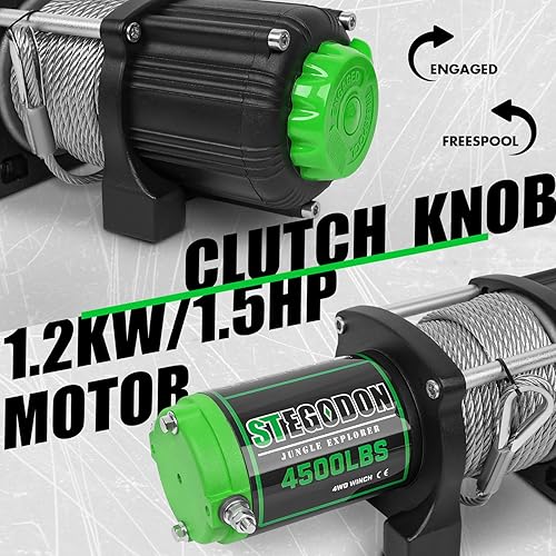 Miniatura 3 de Cabrestante eléctrico impermeable de 4500 libras, cabrestante de 12 V, cabrestante ATVUTV con cable de acero con control remoto inalámbrico y guía