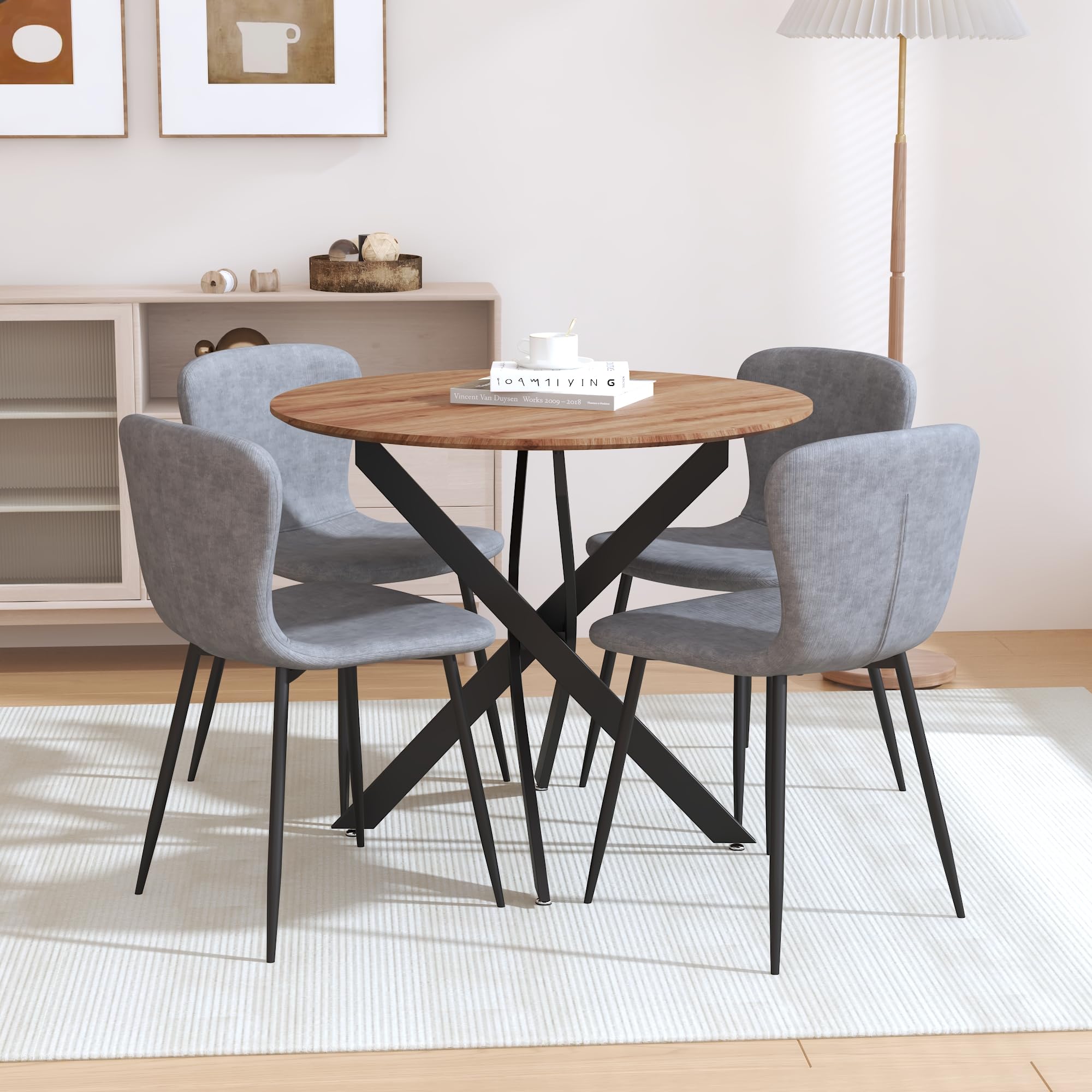 Ensemble Table à Manger Rond En Verre 80cm Avec 4 Chaises Blanches - Style Moderne Par GOLDFAN