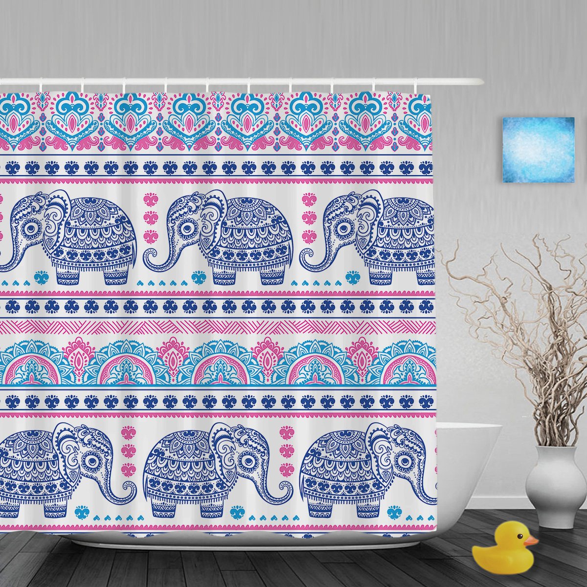 Elefanten-Duschvorhang – 183 X 183 Cm, Wasserdicht, Polyester, Mit 12 Haken