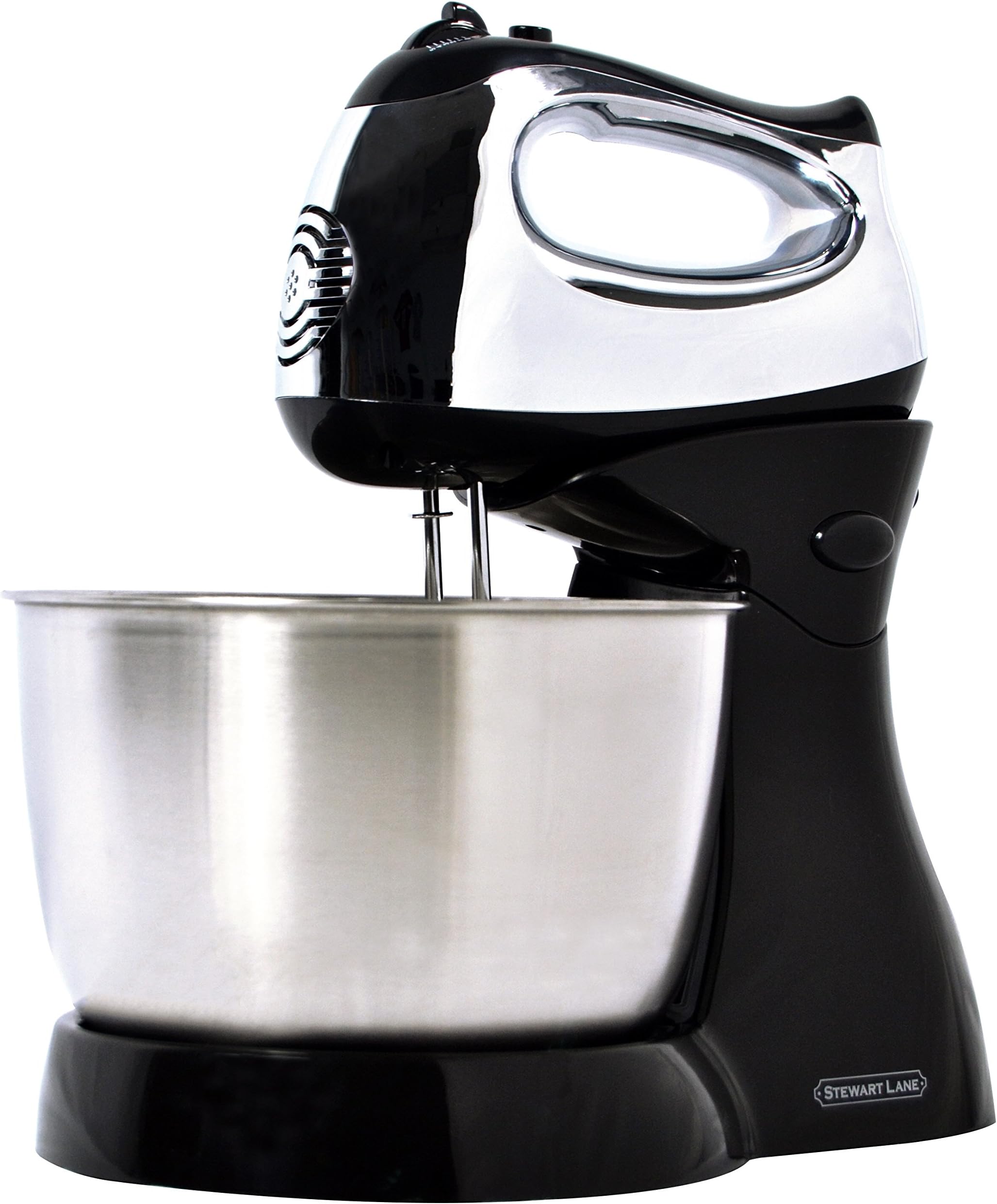 Stewart Lane Easy-To-Use (2-In-1) Tilt-Head Stand Mixer / Detachable Hand Mixer, Powerful 200-Watt 5-Speed Electric Motor, 3.2 Quart Stainless Steel Bowl 2 Chrome Beaters 2 Chrome Dough Kneading Hooks