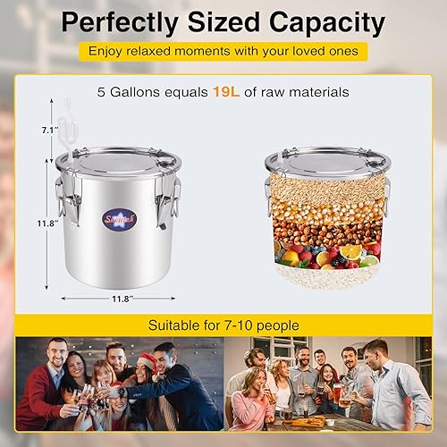 Vista 7 de Kit para fabricar vino, licor y aguardiente con hervidor de acero inoxidable y cobre, Plateado