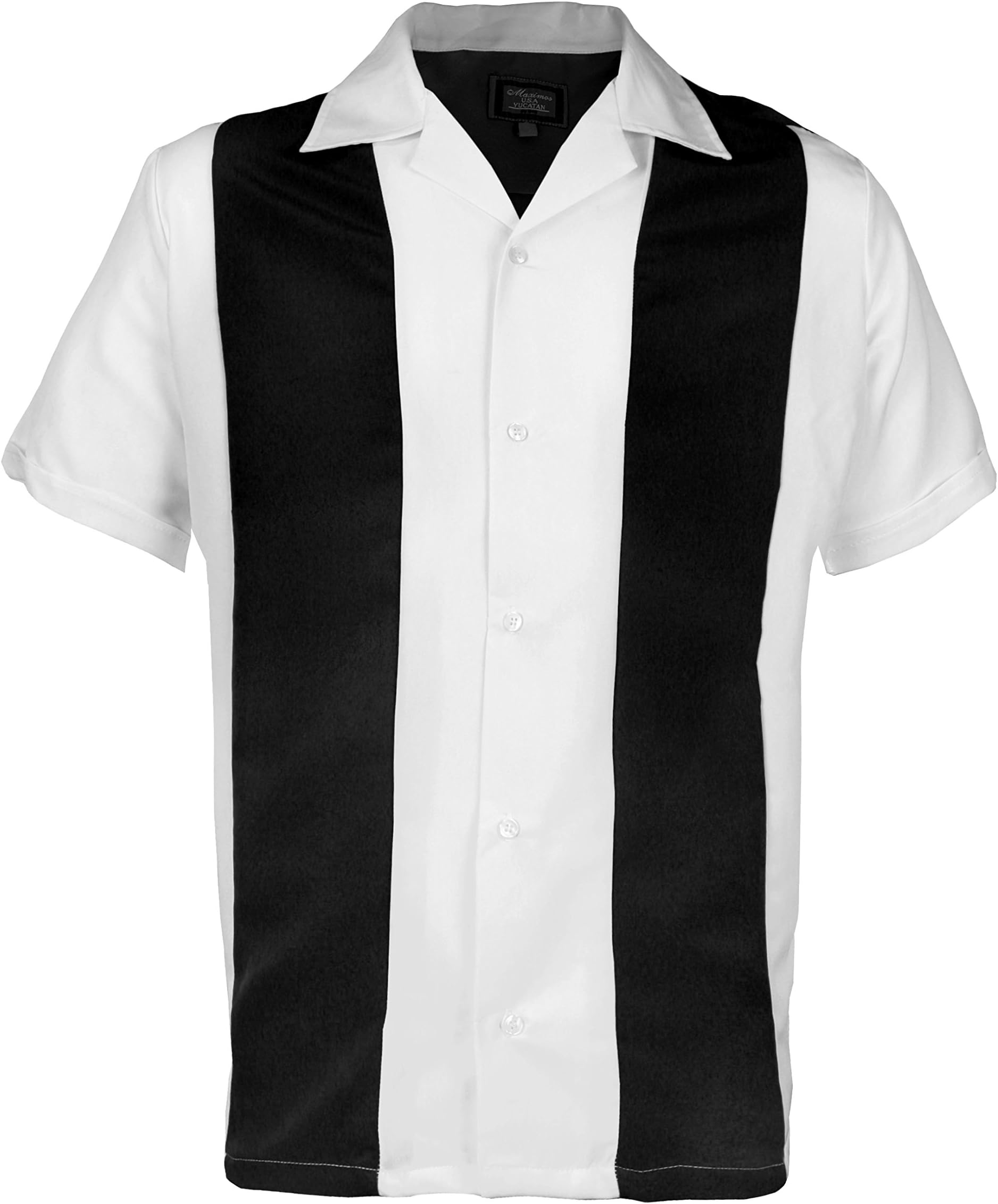Maximos Men's Retro Classic Two Tone Bowling Casual Dress Shirt Charlie Sheen