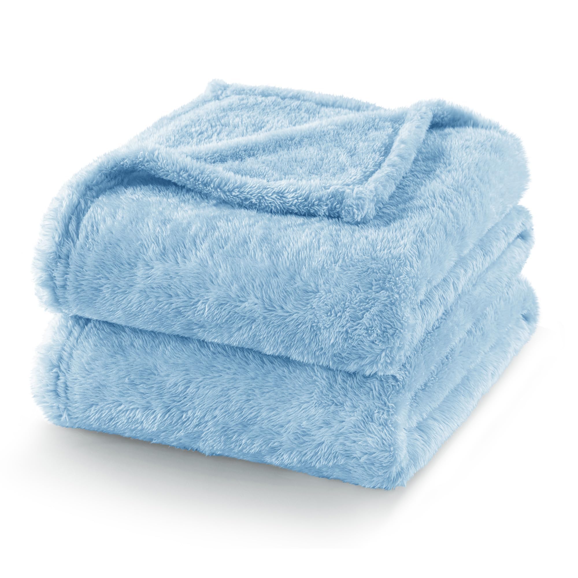 Exclusivo Mezcla Plush Fuzzy Fleece Bed Blanket King Size, Super Soft, Fluffy and Warm Blankets, Suitable for All Seasons (Light Blue, 90x104 Inches)-image-11