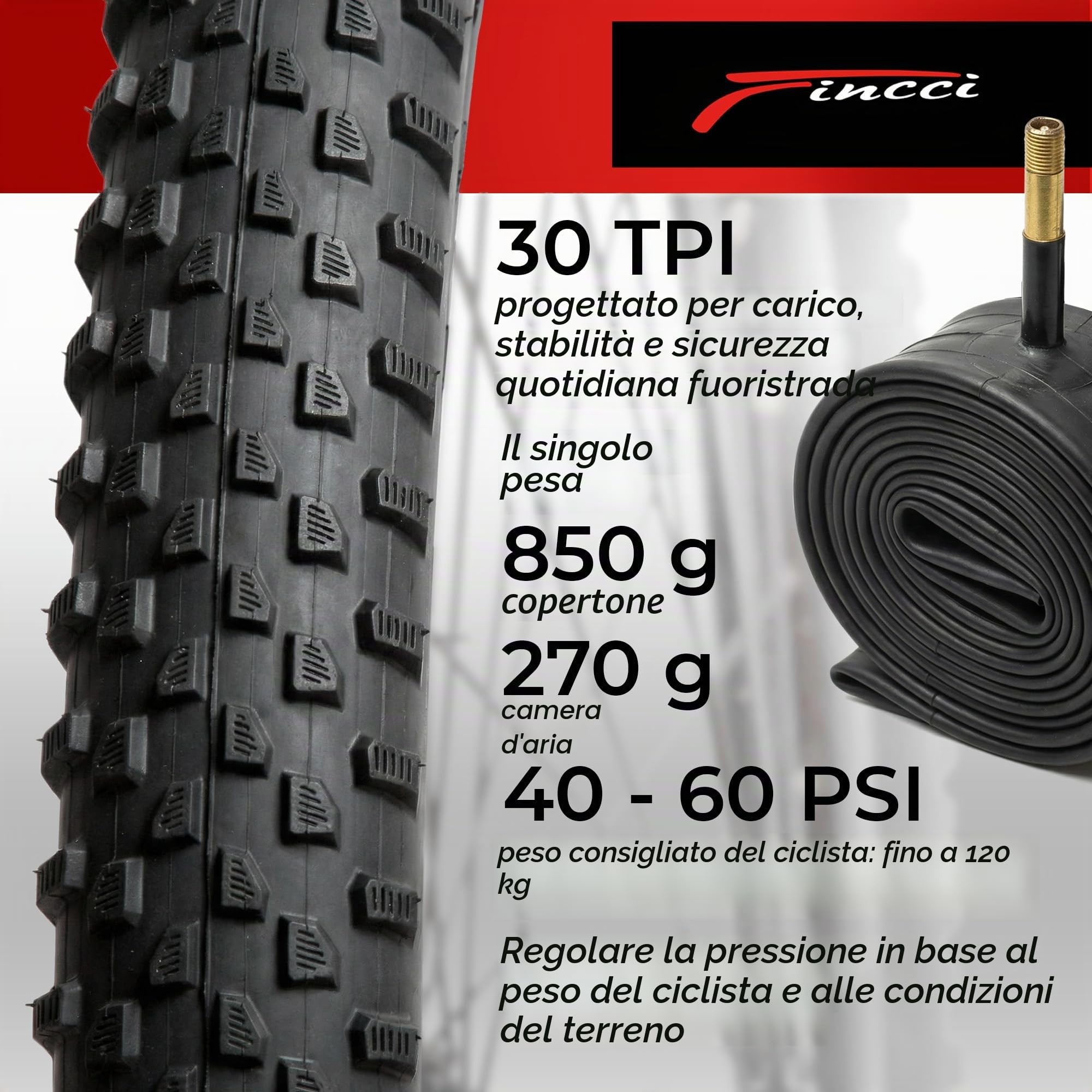 Fincci Bici Copertoni MTB 29 x 2.1 - Set di Nero Pneumatici Pieghevoli 29" con Protezione Antiforatura 1 mm e 2 Camere d'aria 52-622 - Imballaggio Gomme 29" per Gravel & Mountain & E bike