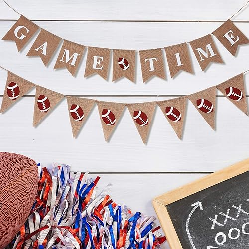 Miniatura 4 de 2 pancartas de arpillera de fútbol de 11.5 pies para colgar fiestas de fútbol, banderines para fiestas temáticas de cumpleaños, cuencos de juegos,