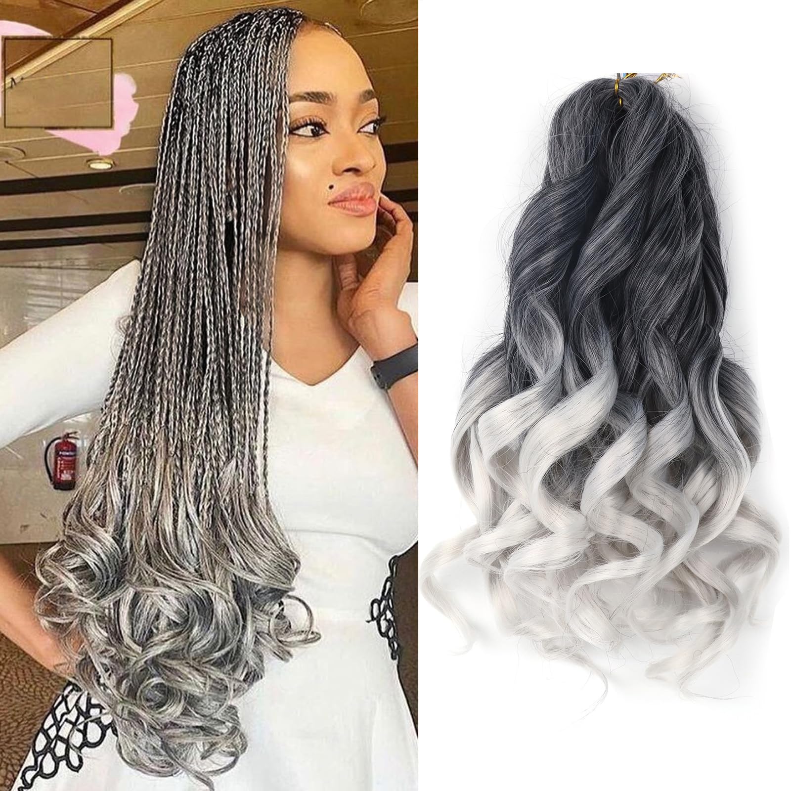 Amazon.com : Grey French Curl Braiding Hair 10 Inch Curly Braiding