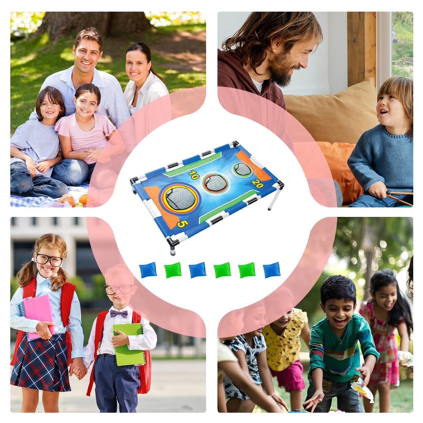 Juego De Lanzamiento De Sacos De Frijoles - Juego De Fiesta De Lanzamiento De Cornhole, Equipo De Actividad De Lancioo Al Aire Libre Y Interior, Juego Interactivo De Entretenimiento Familiar Para
