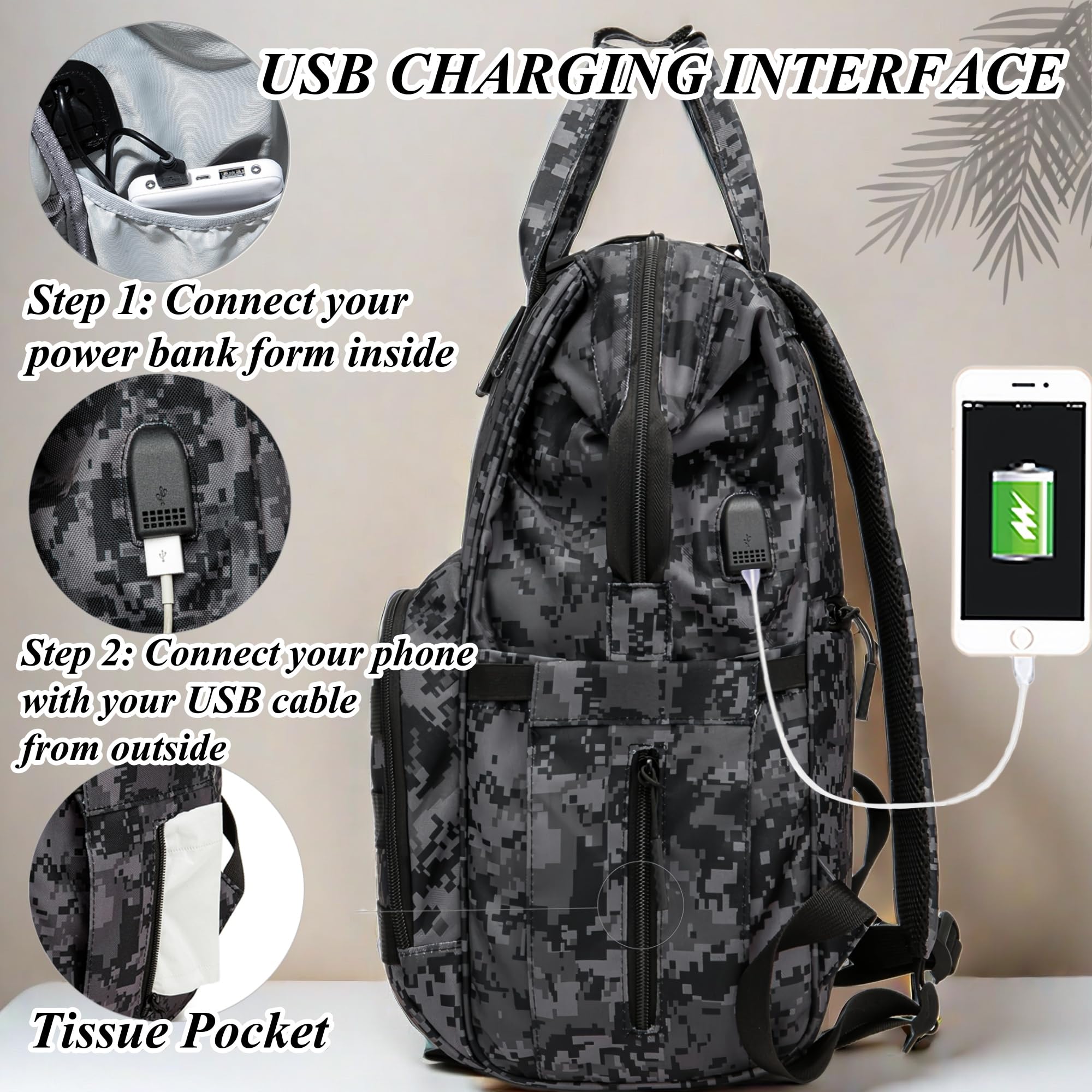 Taktischer Wickelrucksack mit USB-Anschluss (Daddy und Momy)
