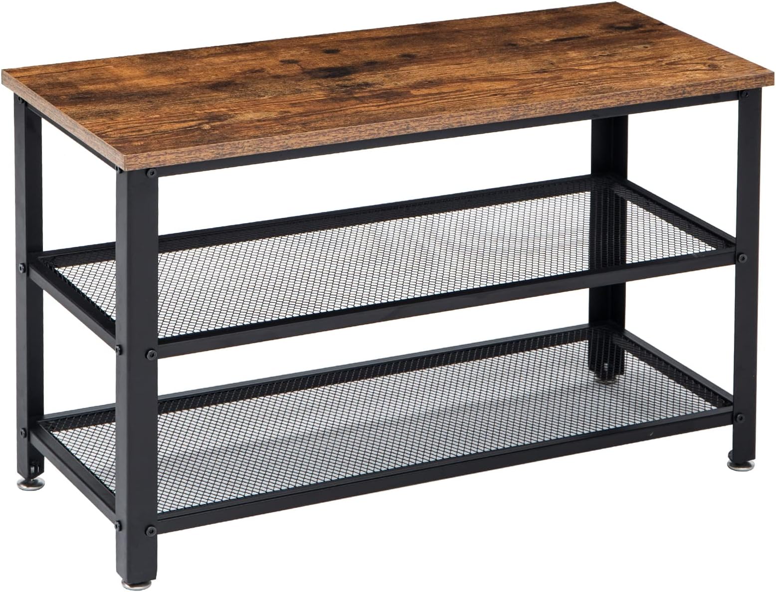 2 Tiers Wooden Shoe Rack Metal Shoe Benches for Hallway,Shoes Storage