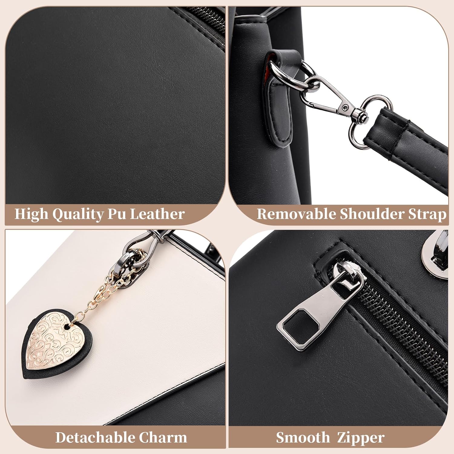 I IHAYNER Women PU Leather Purses and Handbags Top Handle Satchel Tote Shoulder Crossbody Initial Handbag for Ladies - Image 5